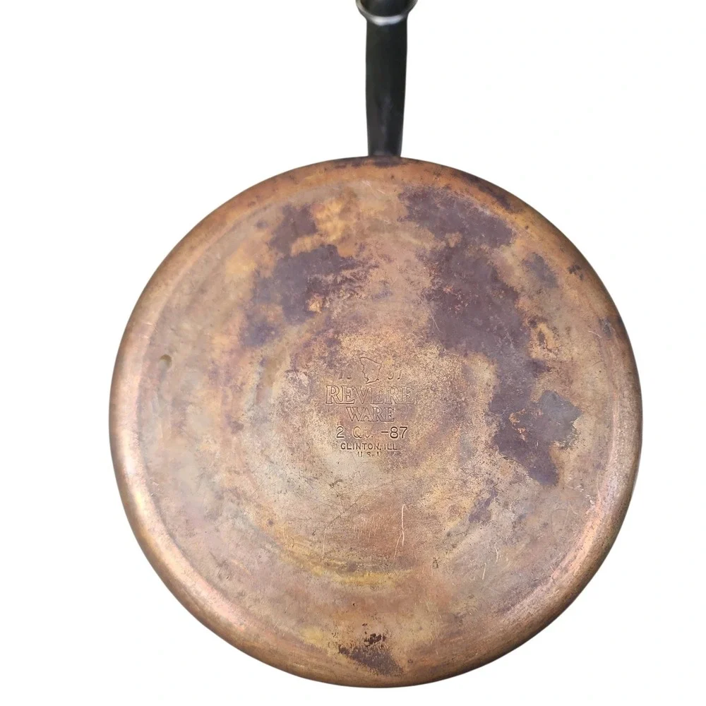 Revere Ware Copper Bottom Saucepan Stainless Steel Pot 2 Qtwith Black Handle